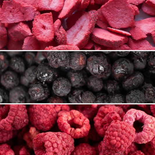 The Fruiteeze® Breakfast Trio - Strawberries, Raspberries, Blueberries